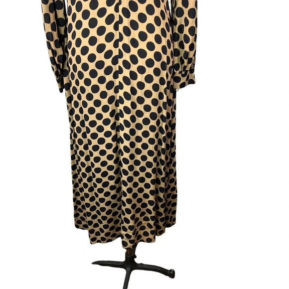Rachel Pally Polka Dot Puff Sleeve Midi Dress Tan‎ Black Size Medium - Picture 8 of 11